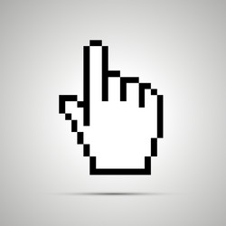 Pixelated computer cursor in hand shape simple vector