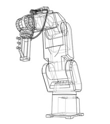 Robotic Arm Rendering - Wireframe vector image