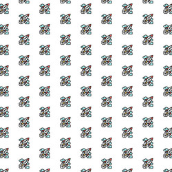rocket startup pattern with various icons vector image