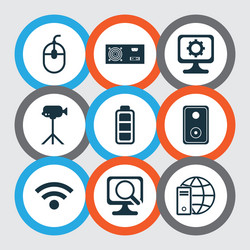 Set of 9 computer hardware icons includes vector