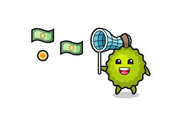 durian catching flying money vector