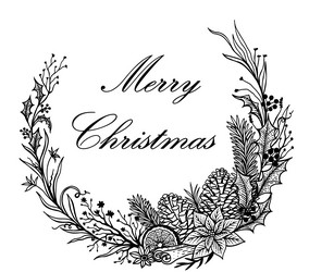 Hand Drawn Christmas Wreath Vector Image