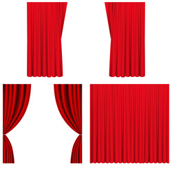 Red stage curtains set vector
