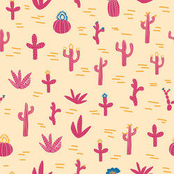 seamless patterns with different cacti bright vector image