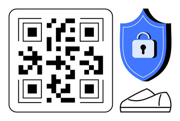 qr code with security shield and shoe vector image