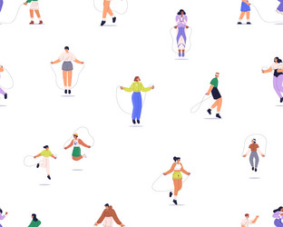 seamless pattern characters exercising jumping vector image