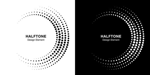 Halftone circle dotted frame set Royalty Free Vector Image