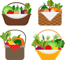 Set of round wicker baskets with lids Royalty Free Vector