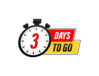 3 days to go countdown timer clock icon time vector