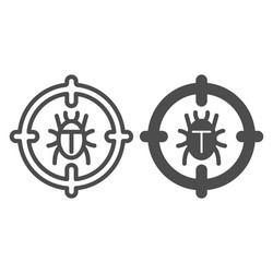 Bug in target line and solid icon web security vector