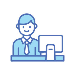 office worker using a computer simple vector image