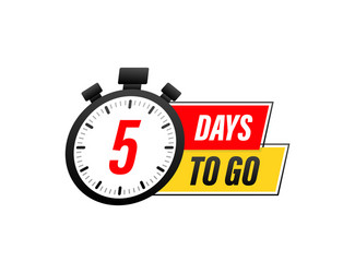 5 days to go countdown timer clock icon time vector image