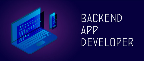 backend app developer horizontal banner vector