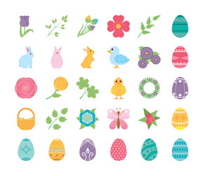 Happy easter icon set colorful design Royalty Free Vector