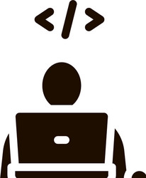 programmer coding laptop icon vector