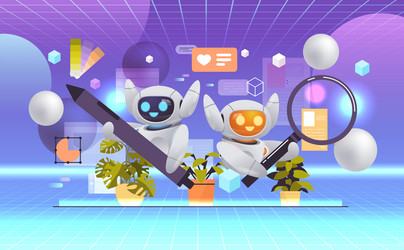 robots digital designers programmer and analyst vector image