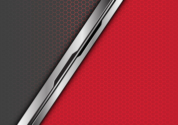 silver black line overlap on red grey hexagon vector