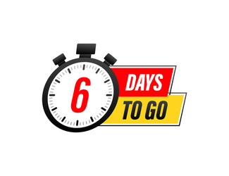 6 days to go countdown timer clock icon time vector