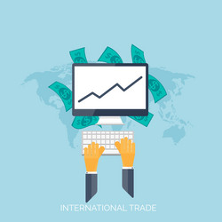 Flat hands global international trading concept vector