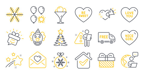 Set holidays icons such as love message vector