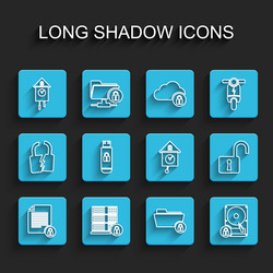 set line document and lock server security vector image