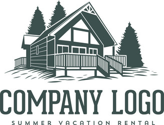 Cozy Cabin Rental Logo - Nature Retreat Vector Image