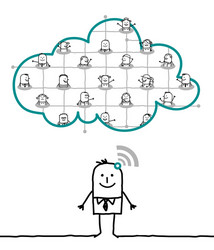 Cartoon characters and cloud - network vector