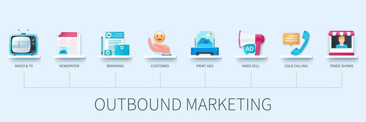 outbound marketing banner with icons radio tv vector