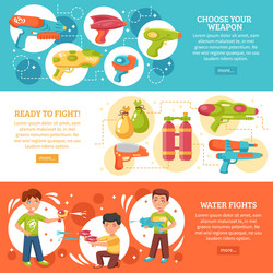 water fights banners set vector