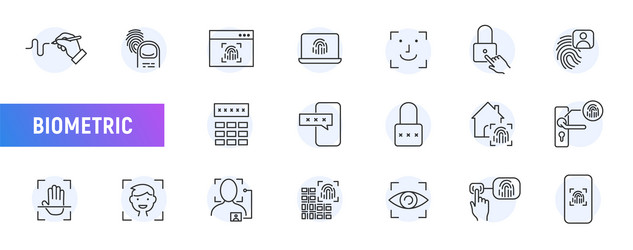 biometric login line icon fingerprint password vector