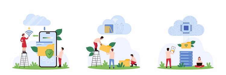 cloud library service data upload and management vector image