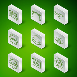 set line website statistic front end development vector image