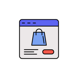 E-commerce web site page package button color vector