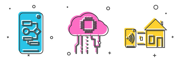 set algorithm internet things and smart home vector image