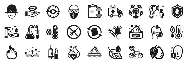 Set of healthcare icons such as cardio bike face vector