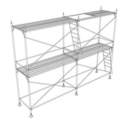 3d outline scaffold rendering of vector image