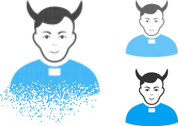 disappearing pixel halftone devil priest icon vector