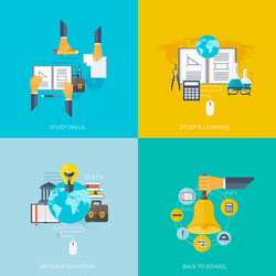 Flat concept education backgrounds set back Vector Image