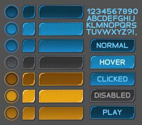 Modern Button Set - Space Game UI vector image
