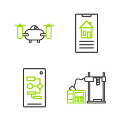 Set line 3d printer algorithm smart home vector