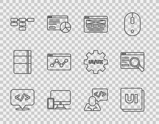 set line front end development ui or ux design vector image