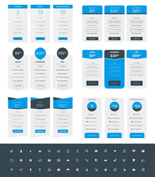 Set of pricing table design templates for websites vector