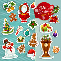 Christmas Sticker Icon Set Vector Image