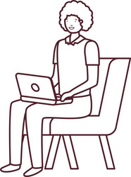 Silhouette man sitting in chair with laptop vector