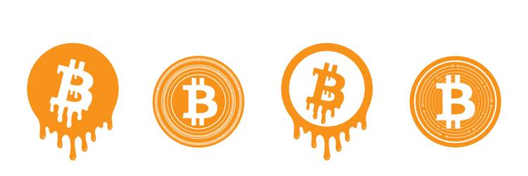 bitcoin icon btc coin dripping and digital lines vector