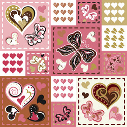 Romantic seamless patterns in patchwork style vector