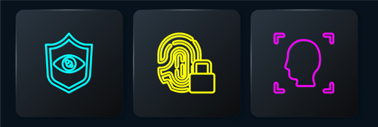 set line shield eye scan face recognition vector image