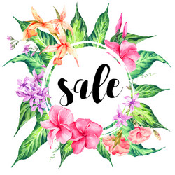Tropical Floral Sale Card Vector Image