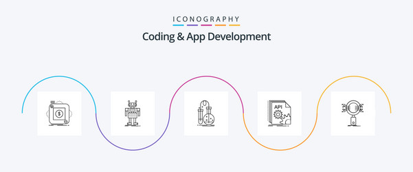 coding and app development line 5 icon pack vector image