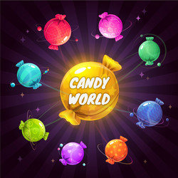 Fantasy cartoon solar system with colorful candies vector